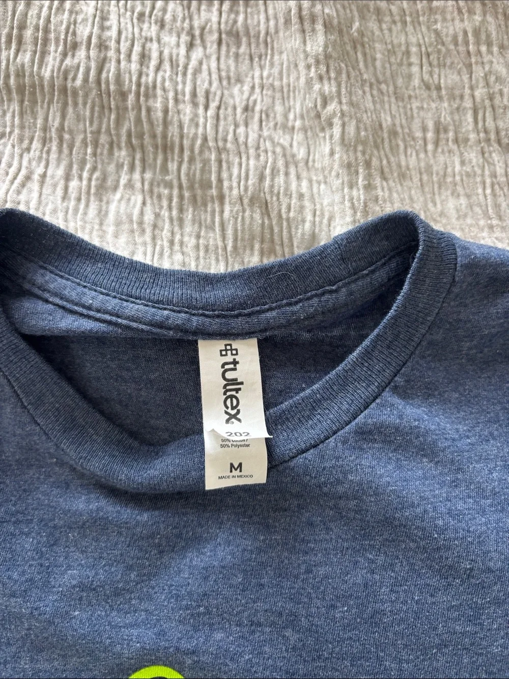 Tultex Heather Navy Graphic Tee with Lime Accent (can be unisex)